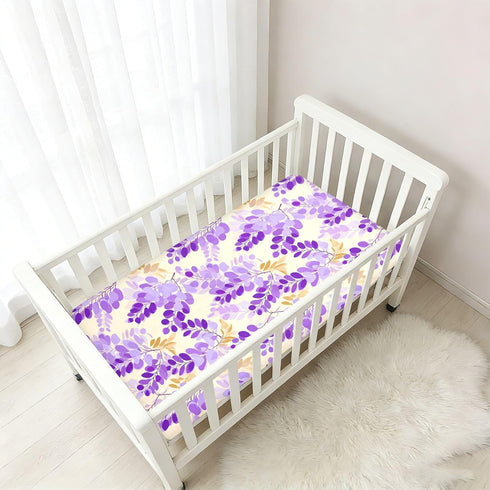 miaozhen 1 Pack 52x28 Cotton Baby Crib Sheets Soft Breathable African Wisteria Lavender Crib Mattress Sheet for Nursery