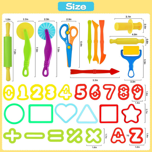 Set, 62 Sets 4-8, LCY WEDSHI Dough Tool Pcs Dough Tools for Kids Ages Dough Accessories Includes Alphabet Numbers