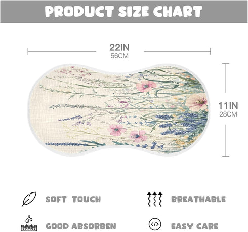 Set 1, Vintage Wildflower Muslin Baby Burp Cloths of Super Soft & Absorbent Burping Rags, Cotton Burp Clothes Shower
