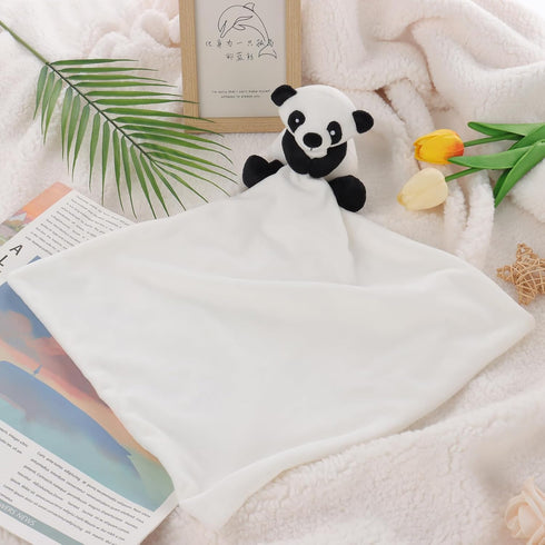 Apricot Lamb Stuffed Animals Security Blanket, Panda Character Blanket, Luxury Snuggler Plush (White Panda)