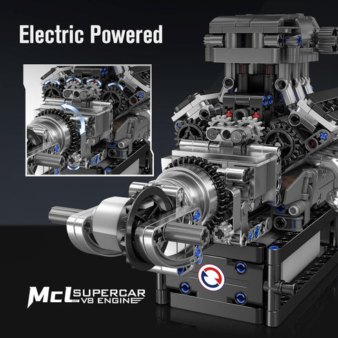 10206 V8 Sets, Set, 14+ Teens(737 Mould King Engine Model kit that Runs, Build Your Own Cars Combustion Battery/Motor