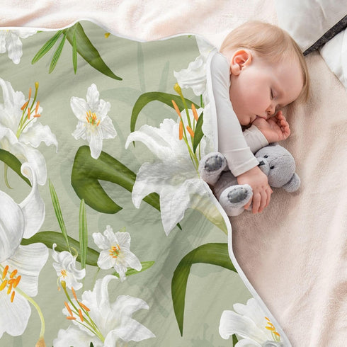 BOESI 30 40 Inches Lily Flowers Baby Blanket, Toddler Blanket, Soft and Comfortable, Unisex, for Crib, Stroller