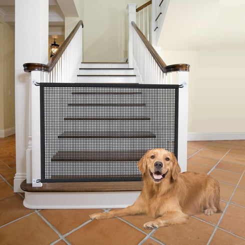 Dog Gate for Stairs, Pet Gates for The House: 29 inches Tall, 41 inch Wide Dogs Screen Mesh Gate for Doorways