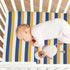 Pigsaly 28x52 inch Crib Sheets White Yellow Blue Stripe Baby Sheet for Standard Crib Mattress Boys Girls Toddler Bed