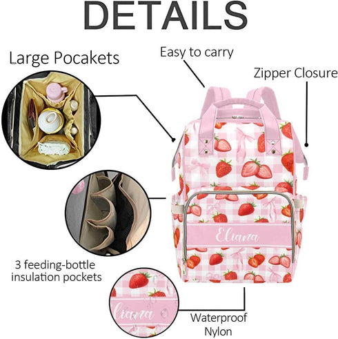 Noverbibi Backpack Backpack Personalized Mom Diaper Bag, Custom Name Baby for Mom, Waterproof Nursing Bag
