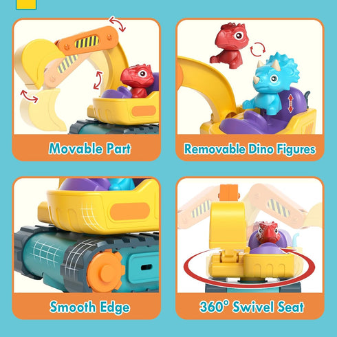 Lehoo Castle Remote Control Car for Toddlers, Rechargeable Excavator Toys for Boys Age 3-5
