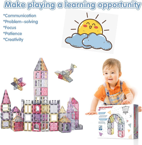 Magnetic Tiles 40pcs Magnet 3D Building Tiles Kids Toys for 3-8 Years Old Boys Girls, Educational Learning Set