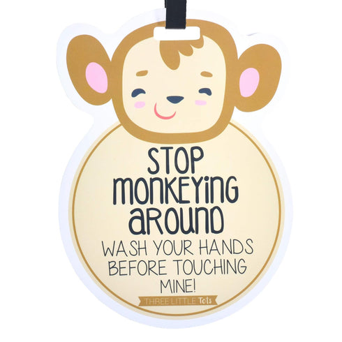 THREE LITTLE TOTS Animal Theme No Touching Baby Car Seat Sign or Stroller Tag, CPSIA Safety Tested
