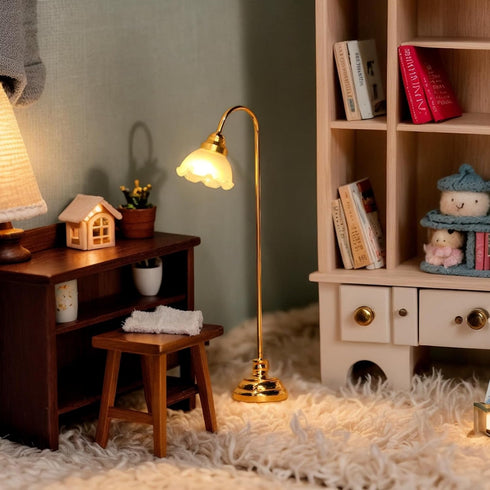 1/12 (0.6X4.1 Inches) Mini Dollhouse Lamp Scale Light Miniature Small Table Lamp Dollhouse Accessories