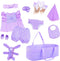18INDC 11 Pcs Baby Doll Clothes with Purple Floral Design Baby Doll Bassinet