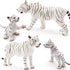 Gemini&Genius Realistic White Tiger Family Set with Cub, Safari Animal Figurines, Educational Playset for Kids