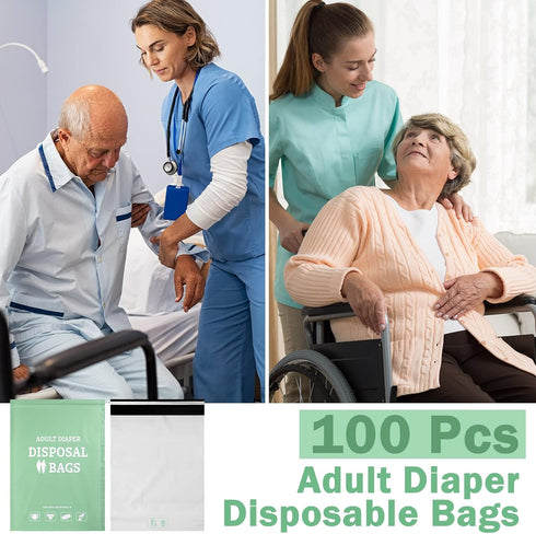 100 PerKoop Pcs Extra Thick Large Adult Diaper Disposable Bags Odor Tight Sealing Disposal Bags Tear Resistance