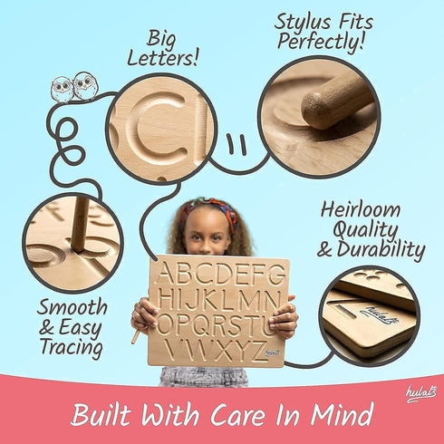 3-5 3 Hulats Learn to Write - Number & Letter Tracing Boards for Kids Ages - Wooden Alphabet Learning Montessori Year