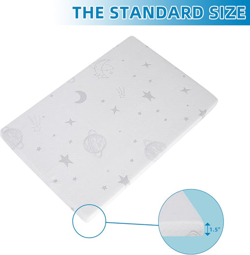 HDJOAPS Pack 38"x26"x1.5", Pack and Play Mattress Pad Breathable Hypoallergenic High Density Foam Portable n Play