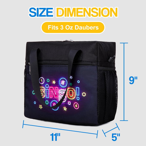 Bingo Bag for Supplies, Large Water Resistant Bingo Carry Bag with Pockets for Daubers, Markers, Gifts