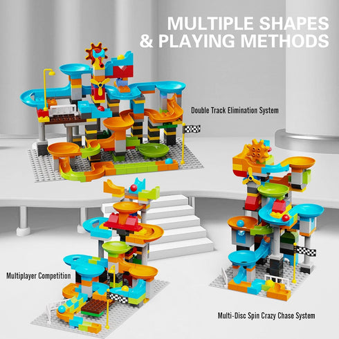 JIXIn 3in1 Marble Runs for Kids 4-8, Building Blocks Compatible with LEGO DUPLOS, 164 Pcs Classic Big Block