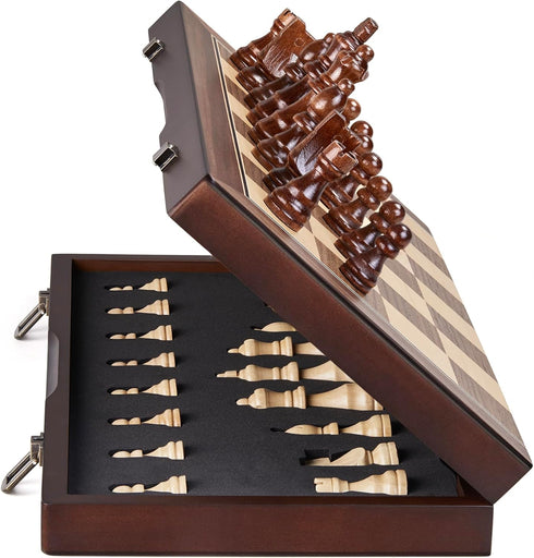 AMEROUS 15'' Magnetic Wooden Chess Set for Adults Kids - with Folding