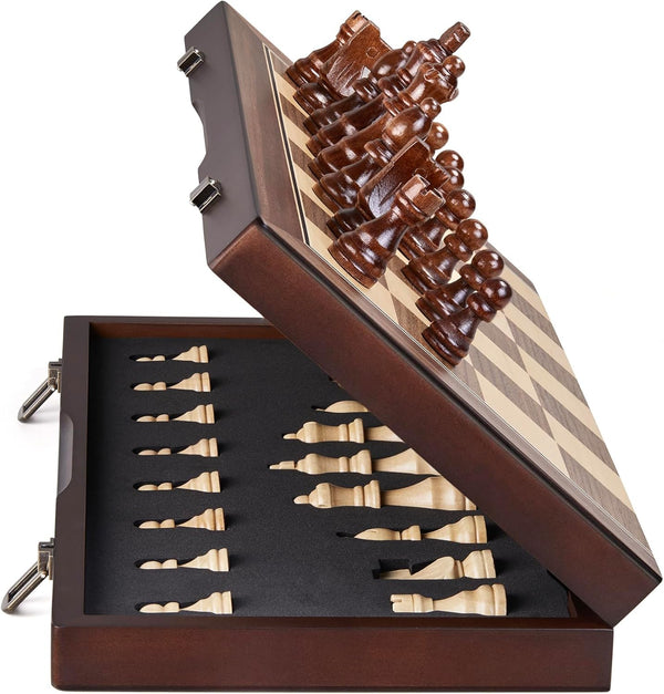 AMEROUS 15'' Magnetic Wooden Chess Set for Adults Kids - with Folding