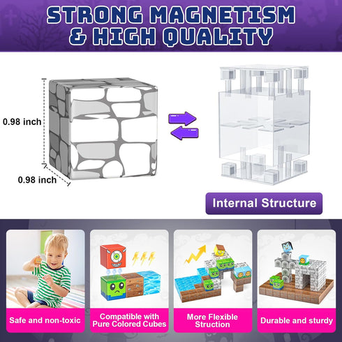 Wxlbr 150Pcs 1 Inch 3 4 5 6 7 8 9 10 Upgraded Magnetic Blocks, Magnetic Building Blocks for Kids, Large Size Stacking