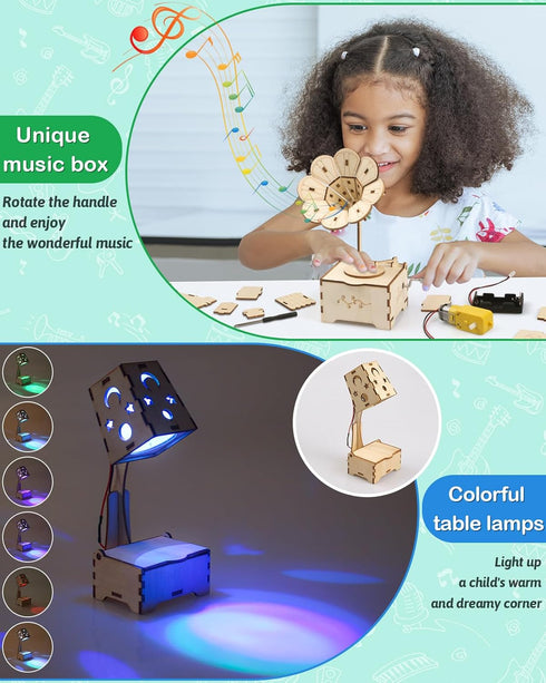 Poraxy STEM Kits for Kids Age 8-12, 6 in 1 Science Kits, Wooden 3D Puzzles, Building Projects Crafts Model Kits