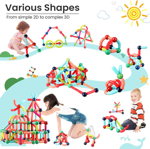 BAKAM Magnetic Building Blocks for Kids Ages 4-8 - STEM Construction Toys (25PCS)