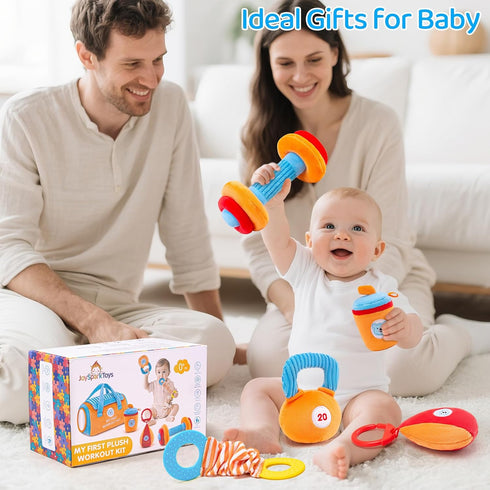 JoySpark Toys 3-6-12 Set 6 Baby Toys Months Sensory Toy for Babies Workout Dumbbell Weights Toy