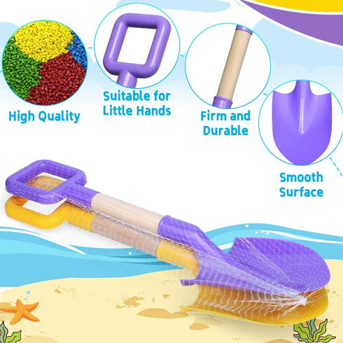 16Inch Set 3-10(2PCS) Dilabnba Kids Beach Spades Sand Shovels, Jumbo Sturdy Wood Handle ABS Plastic Shovels Scoops