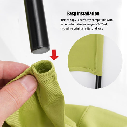 LUAATT W2/w4 Stretchy Panoramic Canopy Compatible with Wonderfold Stroller Wagons All Model,Sun Shade and Protection