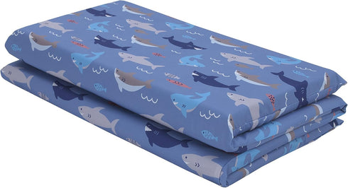 Everything Kids Shark, Fish, Ocean Blue and Grey Preschool Nap Pad Sheet