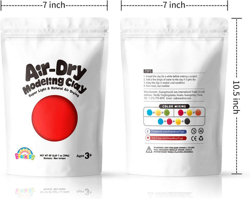 Sago Brothers 7 oz Red Modeling Clay for Kids, Super Soft Air Dry Clay for DIY Slime, Ultra Light
