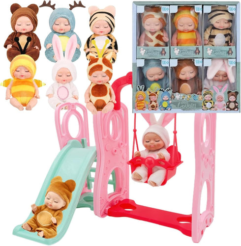Xadothat 6 Pcs Mini Baby Dolls Set 4 Inch Small Baby Dolls with