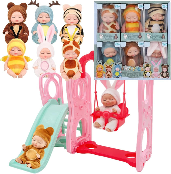 Xadothat 6 Pcs Mini Baby Dolls Set 4 Inch Small Baby Dolls with