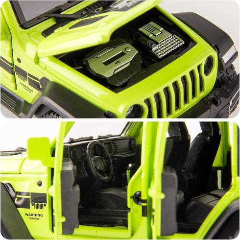 Compatible 1/32 Wrangler Alloy Diecast Pull Back Model Car, Collectible Gift with Light and Sound, Green