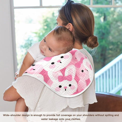 tplaotee 22x11in Cartoon Cute Rabbit Pink Cotton Baby Burp Cloth Good Absorbent? Baby wash Cloth for Babies Girls