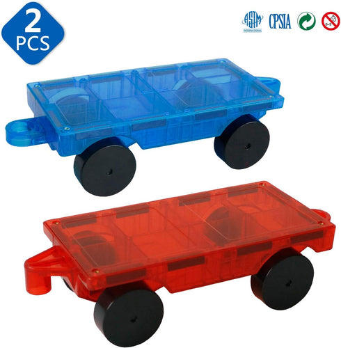 MAGBLOCK 2 Pieces Magnetic Tiles Car Truck Wheel Set - Compatible with Magnet Tiles for Kids Toddlers