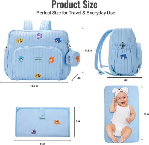 Backpack GOBABYMART Diaper Bag with Changing Pad - Travel Baby Bag, Insulated Bottle Pockets, Stroller Straps (Medium