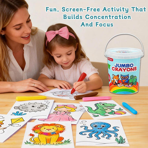 DreamCosy 1-3, 24 16 4-8, Triangle Jumbo Crayons for Toddlers Colors Washable Crayons with Printed Coloring Sheets