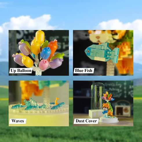 Balloon Cat Building Set with Dust Cover - Mini Micro Animals Building Blocks, 479 PCS STEM Toys