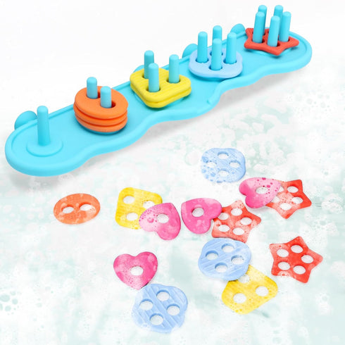 Baby Bath Toys, Mold Free Silcone Shape Sorting & Stacking Bath Toy
