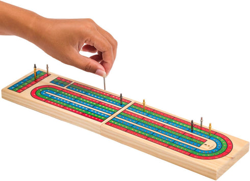 Regal Games Cribbage Board Game Set w/Storage - Fun Table Game with Wooden Board for 2-4 Players, Ages 8+