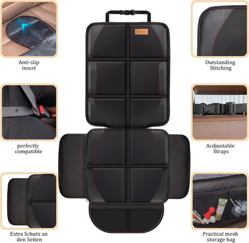 Car Seat Protector, 1 Pack, Thickest Padded 600D Fabric Padding, Waterproof, Durable, Anti Slip Backing, Child Seat Protection, Suitable for Babies, Toddlers, Children(Black 1) by Bacgnyer