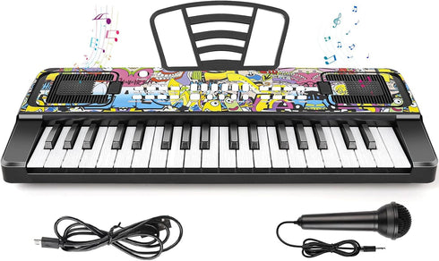 M SANMERSEN Piano Keyboard for Kids - 37 Keys Electronic Pianos with Music Book Bracket for 3-8 Years Old