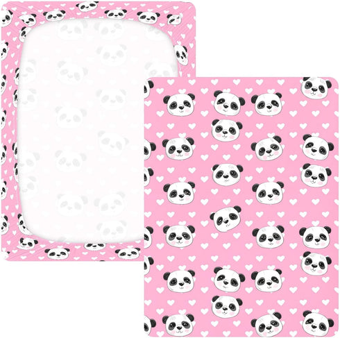 SEHANY 52"x28" Cute Cartoon Panda Fitted Crib Sheet - Soft Breathable Cotton Baby Crib Sheets for Standard Crib