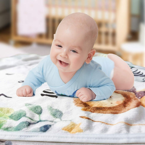 &12 40''x 40'' Safari Baby Monthly Milestone Blanket for Boy and Girl, Gift for Baby Shower, Growth Chart Photo