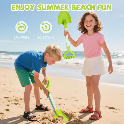 20 Summer Set 2 Pack Long Sand Beach Shovels for Kids Heavy Duty Plastic Sand Scoops Spades Toy Sandbox Garden Snow