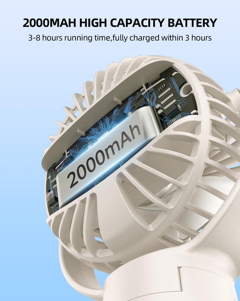 3 KIDEE Portable Stroller Fan, Mini Baby Fans Battery Operated, LED Display with Speeds, Small Clip on Fan Desk Fans