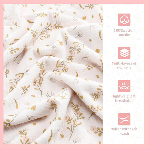 Hillsuren 30x40 Inch 5 Flower Waffle Baby Blanket, Muslin Swaddle Blanket, Soft Layers Crib Stroller Nursery Receiving