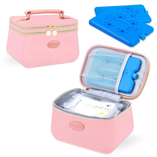 PIIOSER Breast Milk Cooler Travel Bag with 2 Ice Pack, Fits 6