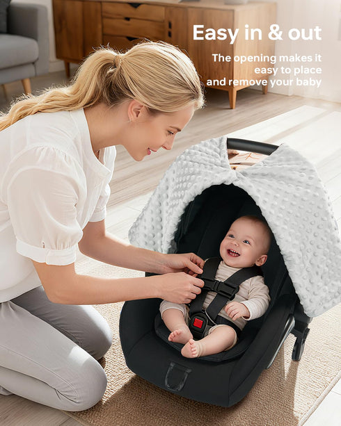 Babygreat Baby Car Seat Cover - Ultra Soft Minky Carseat Covers Baby with Snap Peekaboo Opening, Multi-Use Stroller