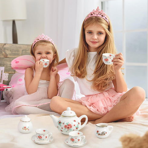 Set Set Set Playset 3+ Porcelain Tea for Girls, Tea Party for Little Girls, Kids Tea Kitchen Pretend Play, Princess Tea